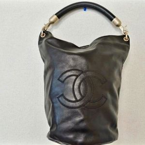 Authentic Chanel black bucket bag